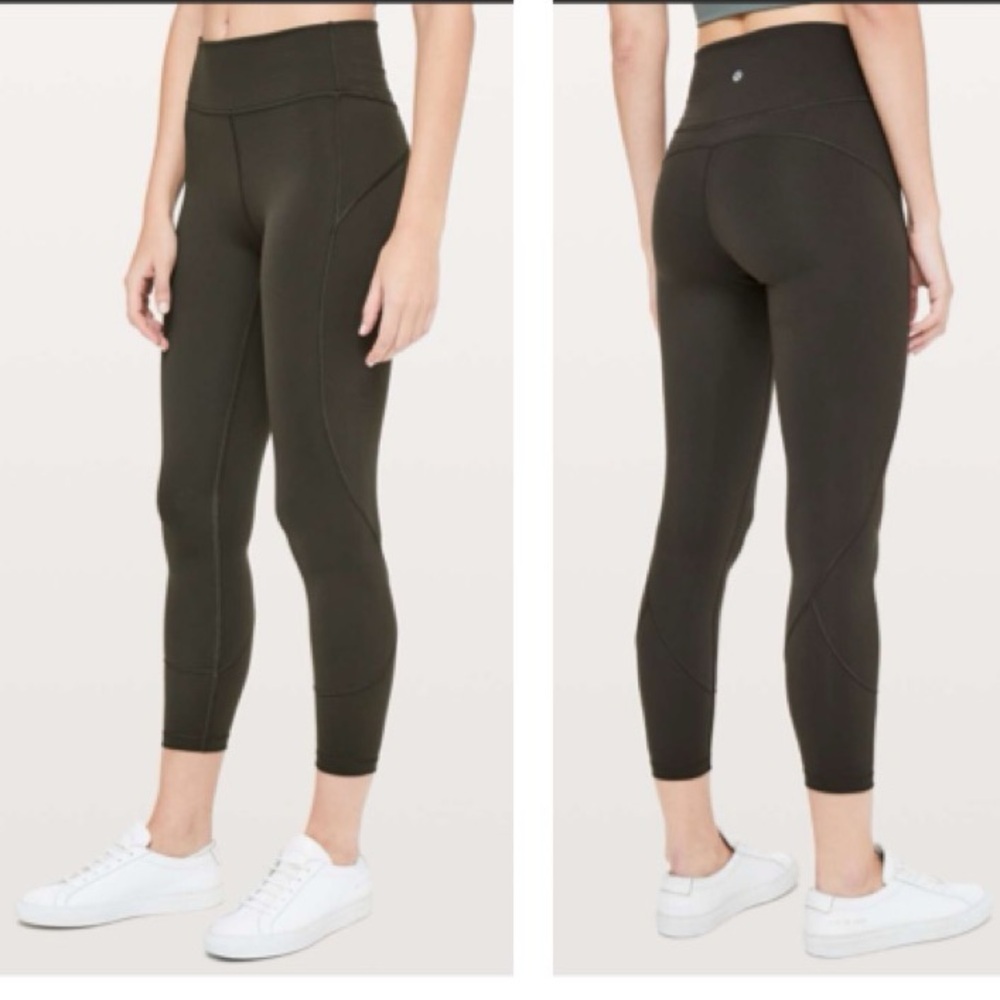 Lululemon In Movement High Rise Waist Pant 7/8 Tight Everlux 25" Stretch Olive 4